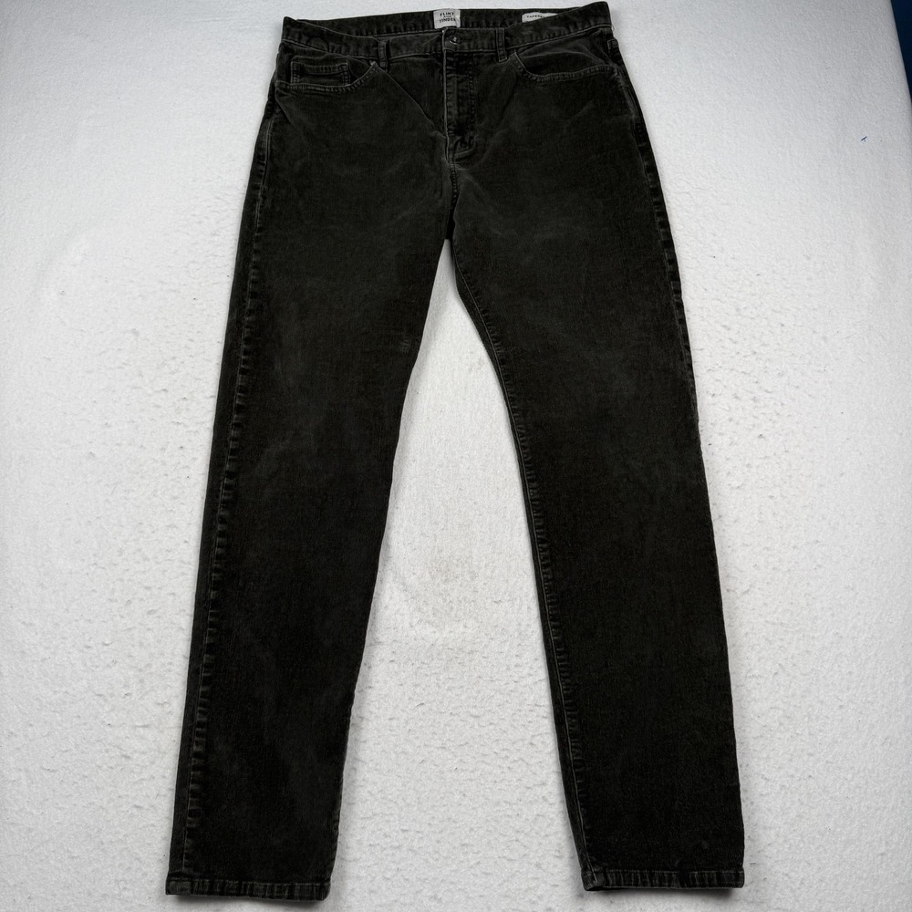 Flint And Tinder Pants Mens 34x32 Green Corduroy Tapered Stretch Casual 5 Pocket
